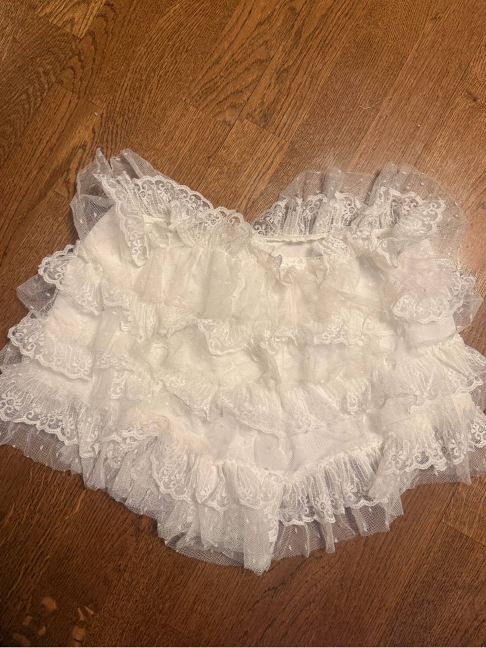 White Ruffle Lace Shorts